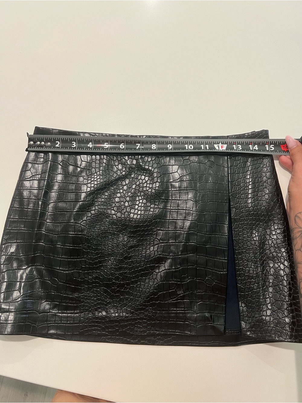 EDIKTED • NWT black faux leather mini skirt with croc-embossed texture - Picture 8 of 10
